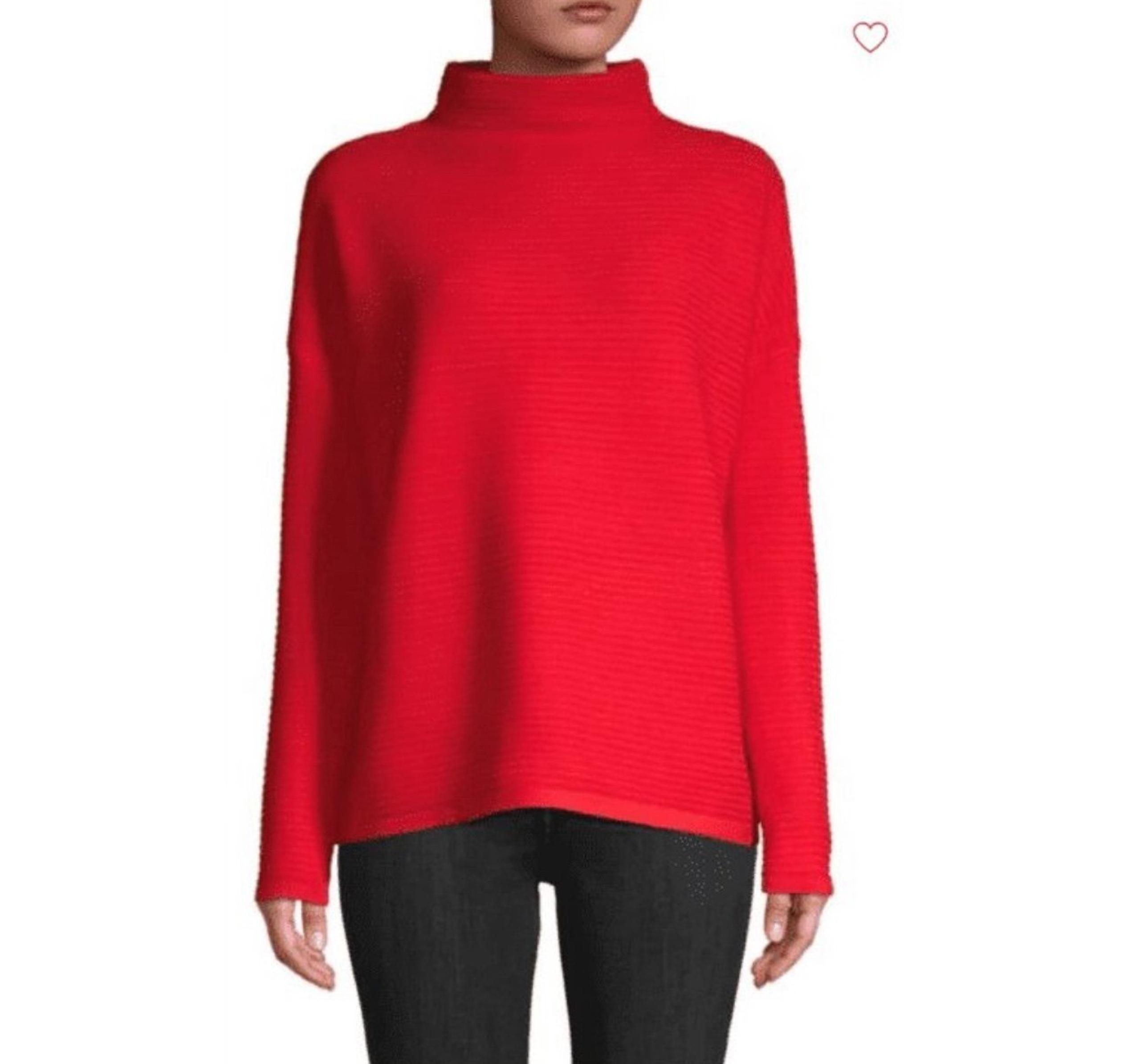 French Connection Womens Turtleneck Mars Red Lena Rib Sweater size xs