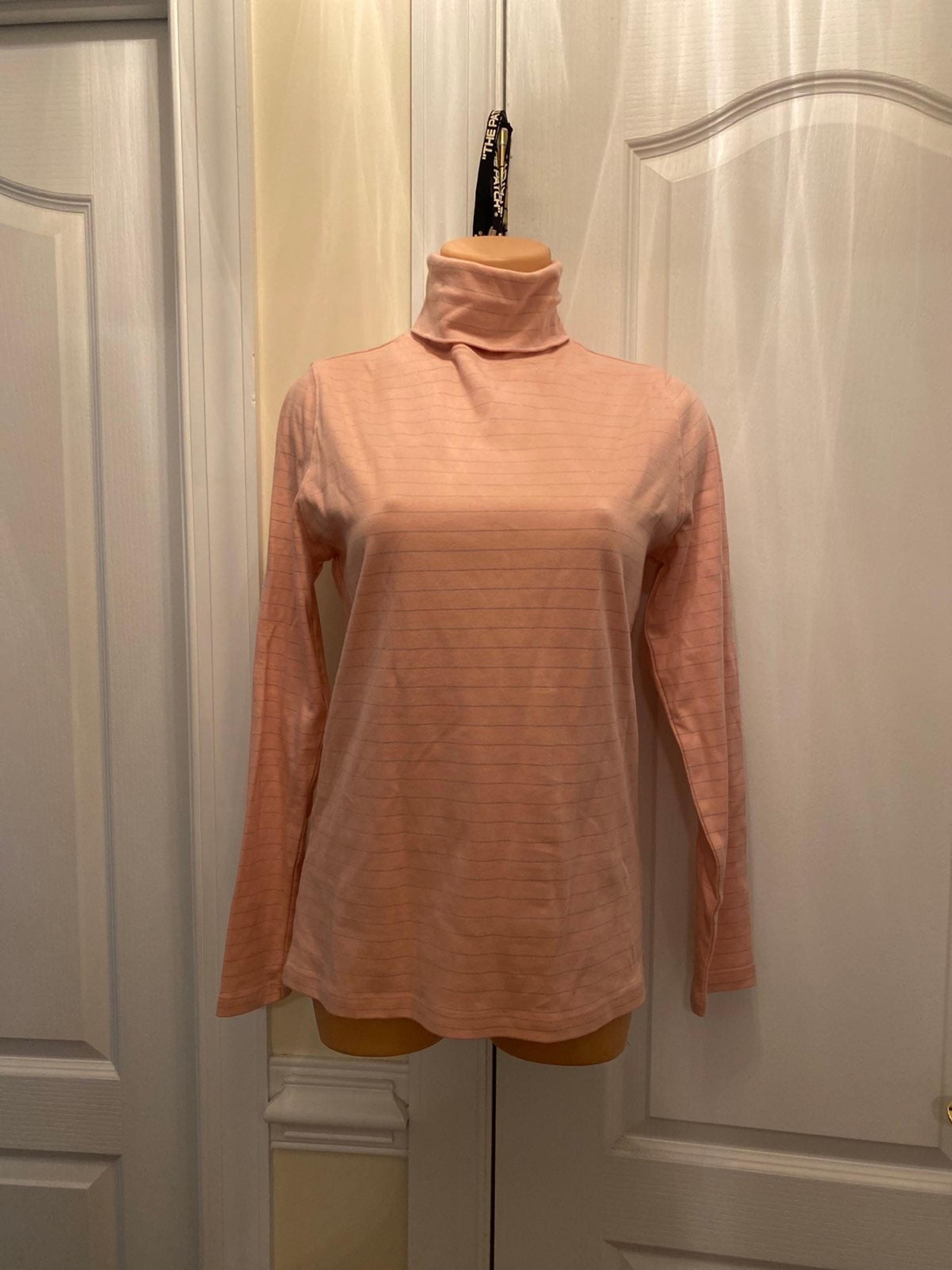 LIZ CLAIBORNE Knit Turtleneck Pink Silver Metallic Stripe M Medium NWOT $40 New