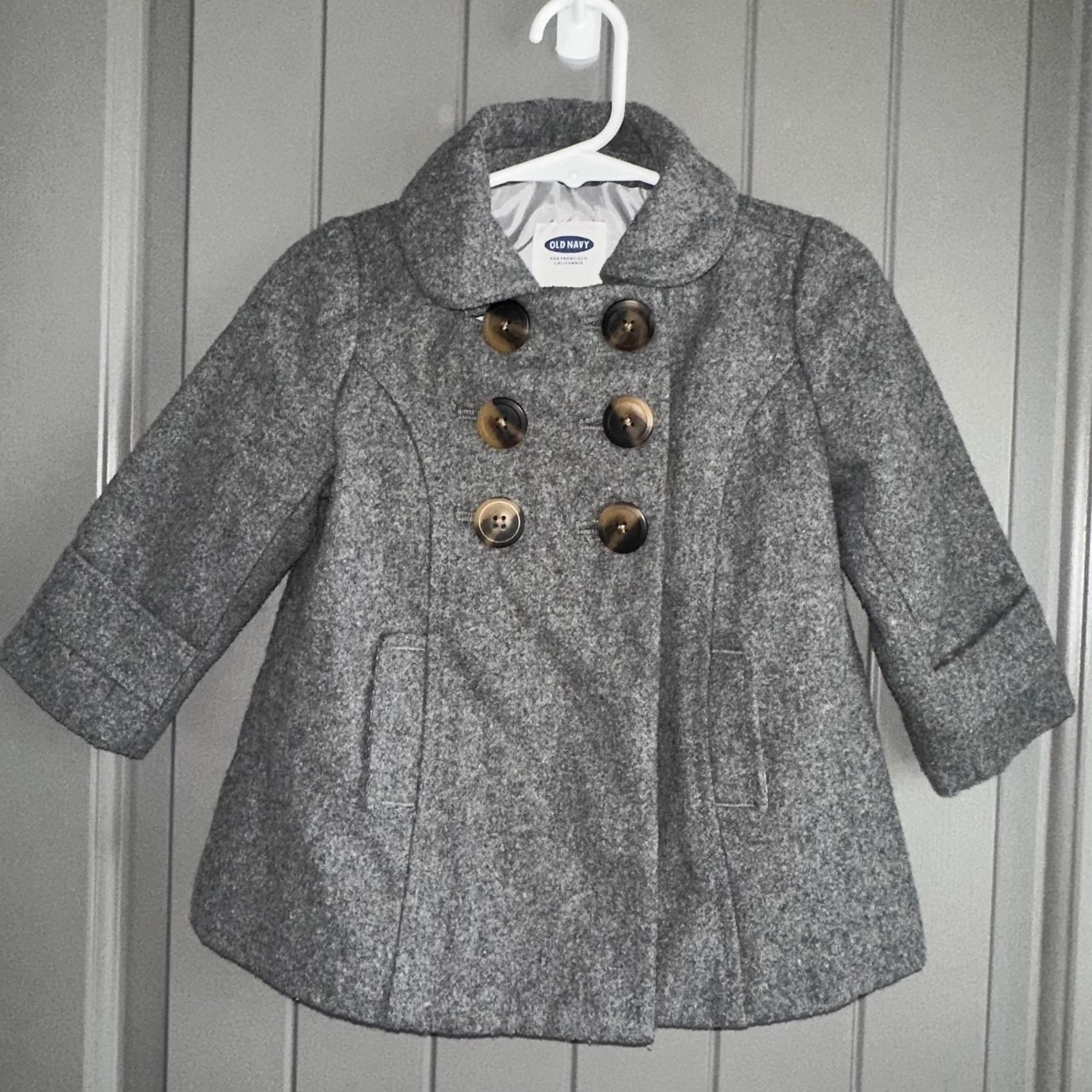 Gray Old Navy Peacoat size 12-18 Months Baby Coat Wool Polyester Blend