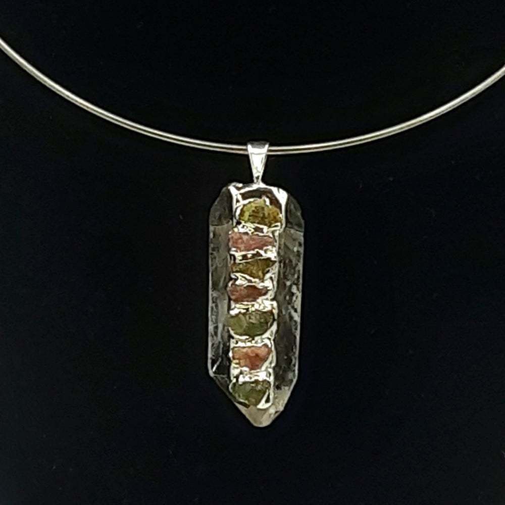 Hand Crafted Quartz and Tourmaline pendant