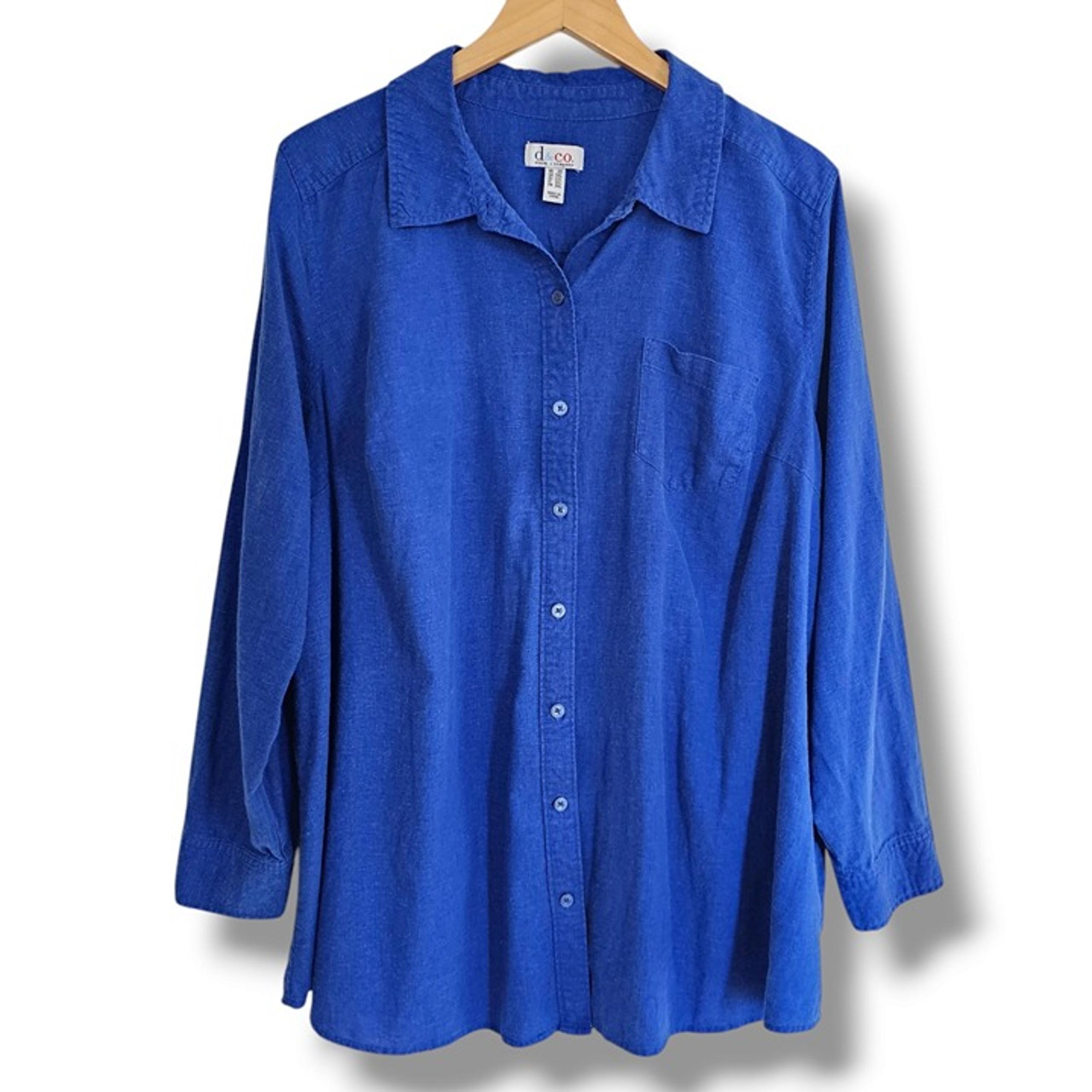 Denim & Co. Blue Button-Down Womens Shirt Size 2X