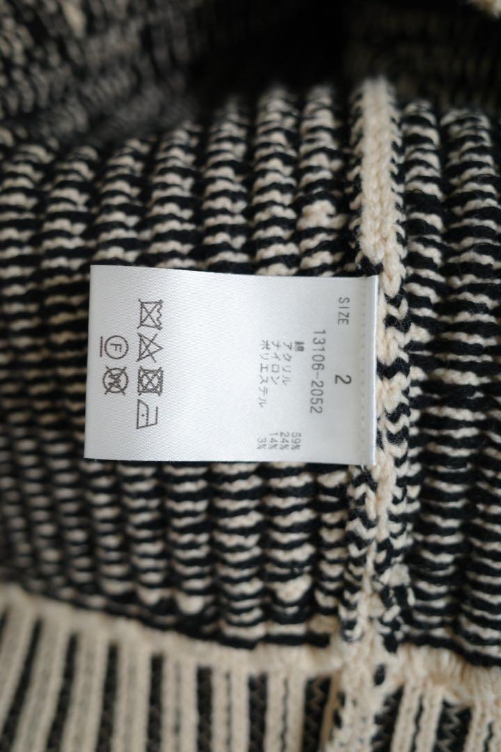 CLANE Striped Cable Knit Half-Sleeve Cardigan