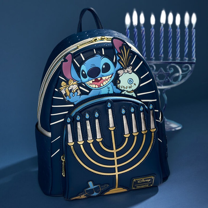 NWT Loungefly Disney Stitch Hanukkah Menorah Light Up Mini Backpack