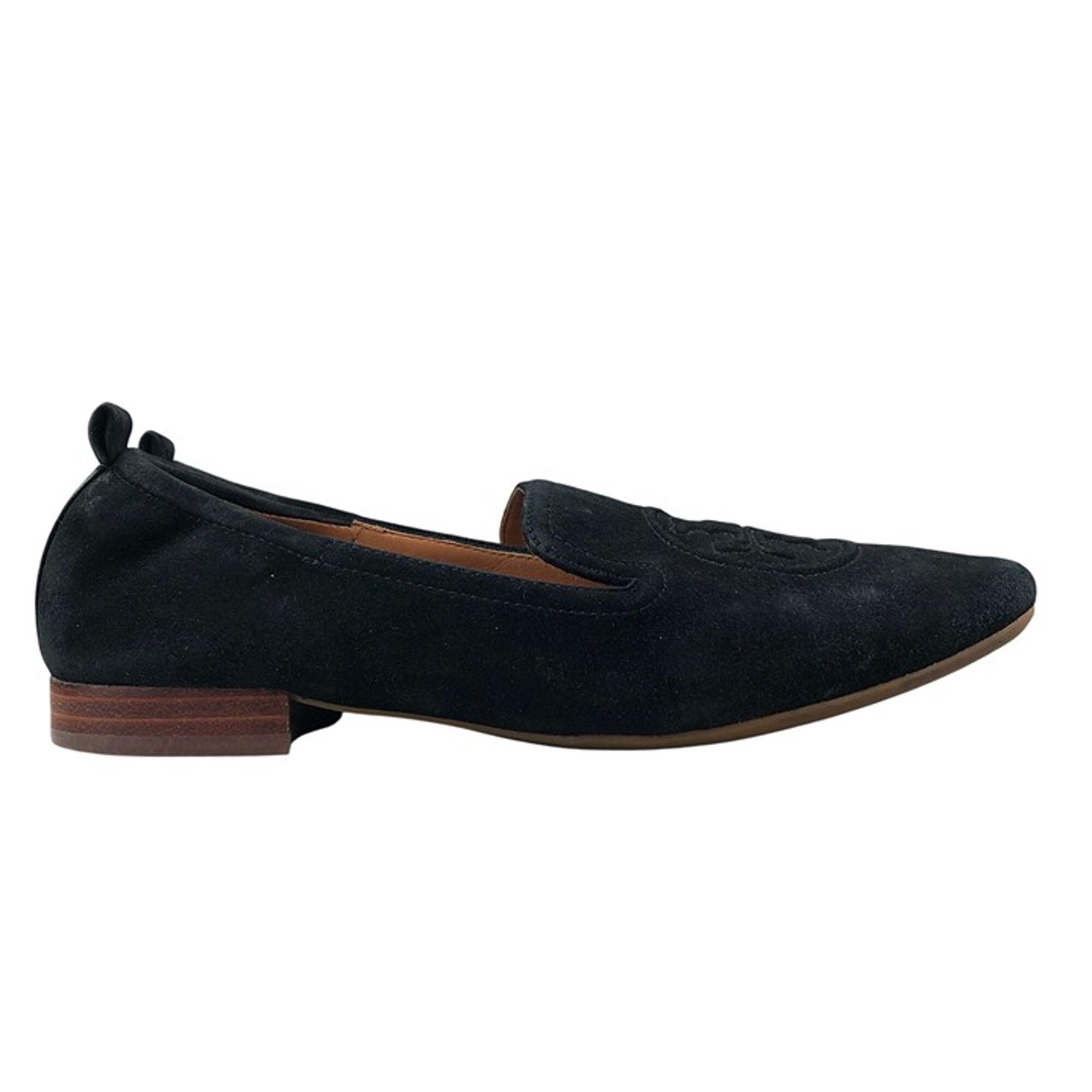 Tory Burch Women's Size 6.5M Leigh Black Suede Closed Toe Slip On Loafers