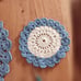 3 Piece Handmade Blue and White Round Doilies Set