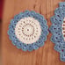 3 Piece Handmade Blue and White Round Doilies Set