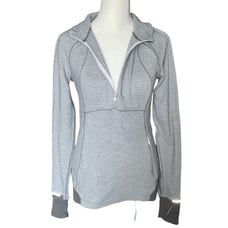 LULULEMON Runderful 1/2 Zip Jacket Sz 6 Check Pique White Heathered
