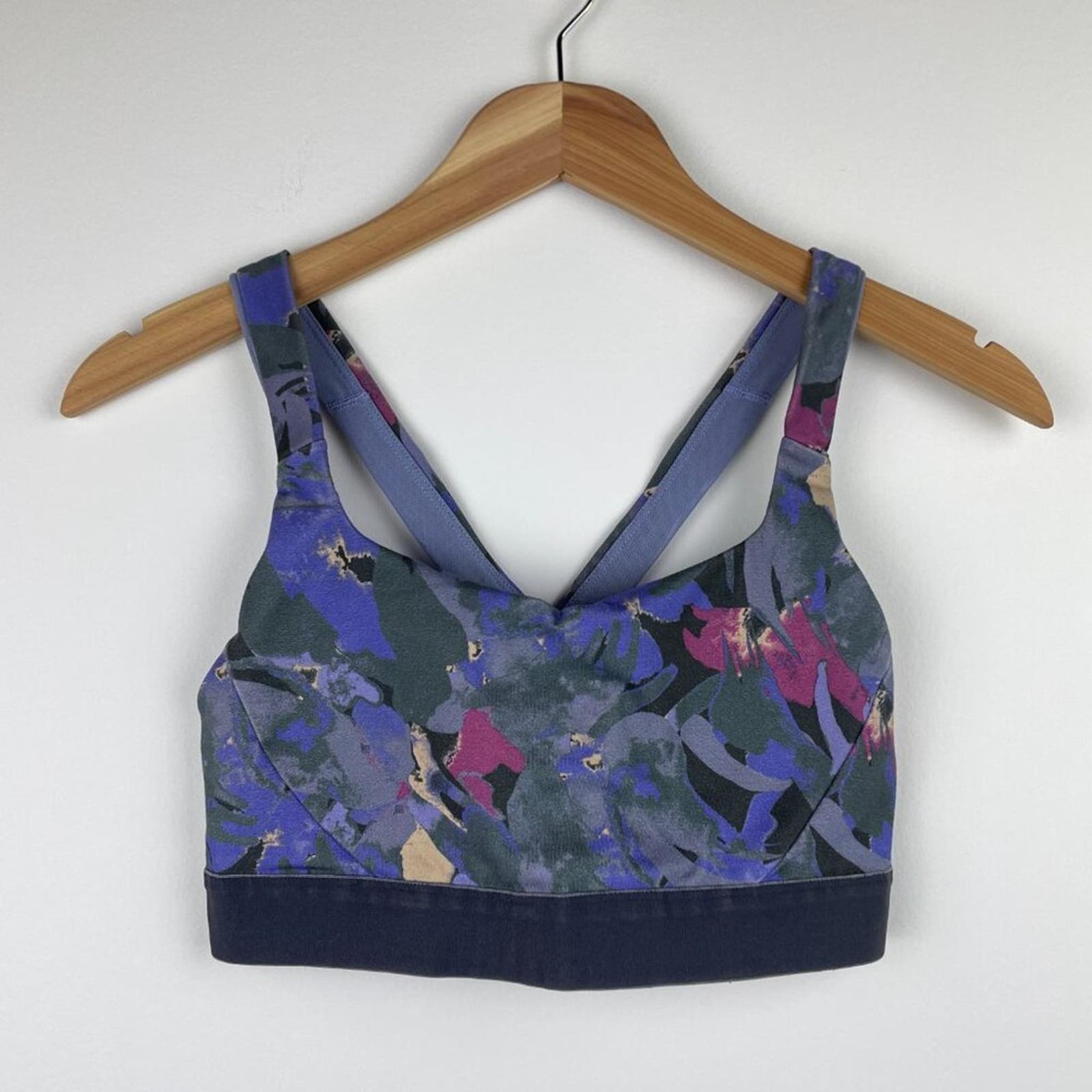 Patagonia Switchback Sports Bra Purple Abstract Floral Printed Size Medium