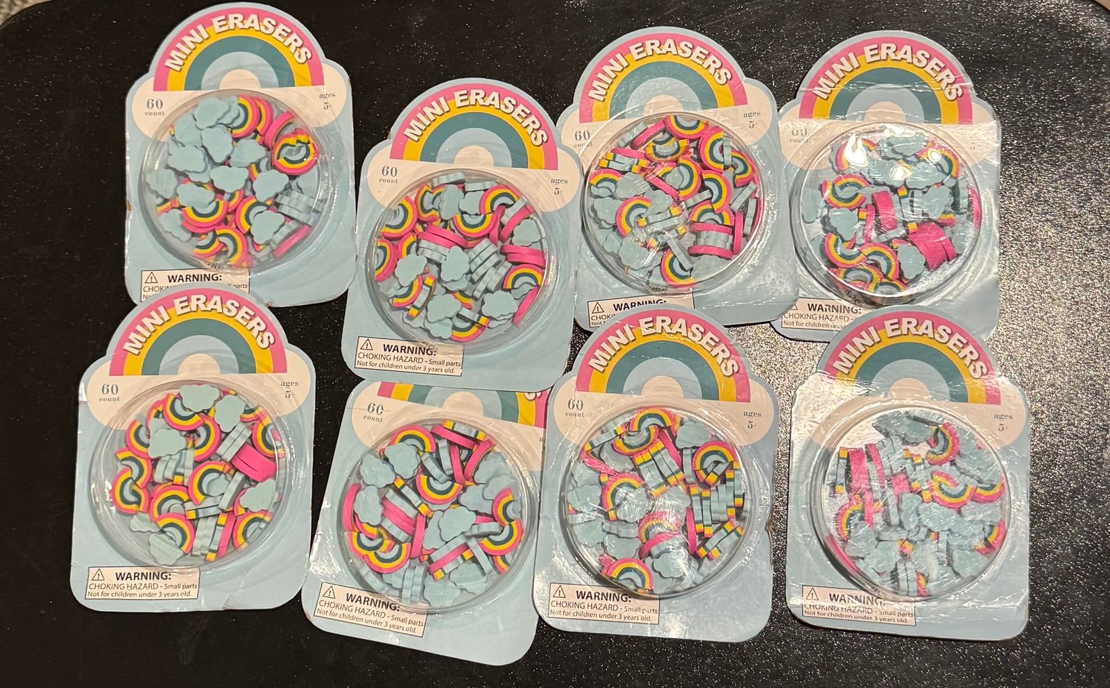 Lot of 8 rainbow target bullseye erasers summer 2024 60 per pack