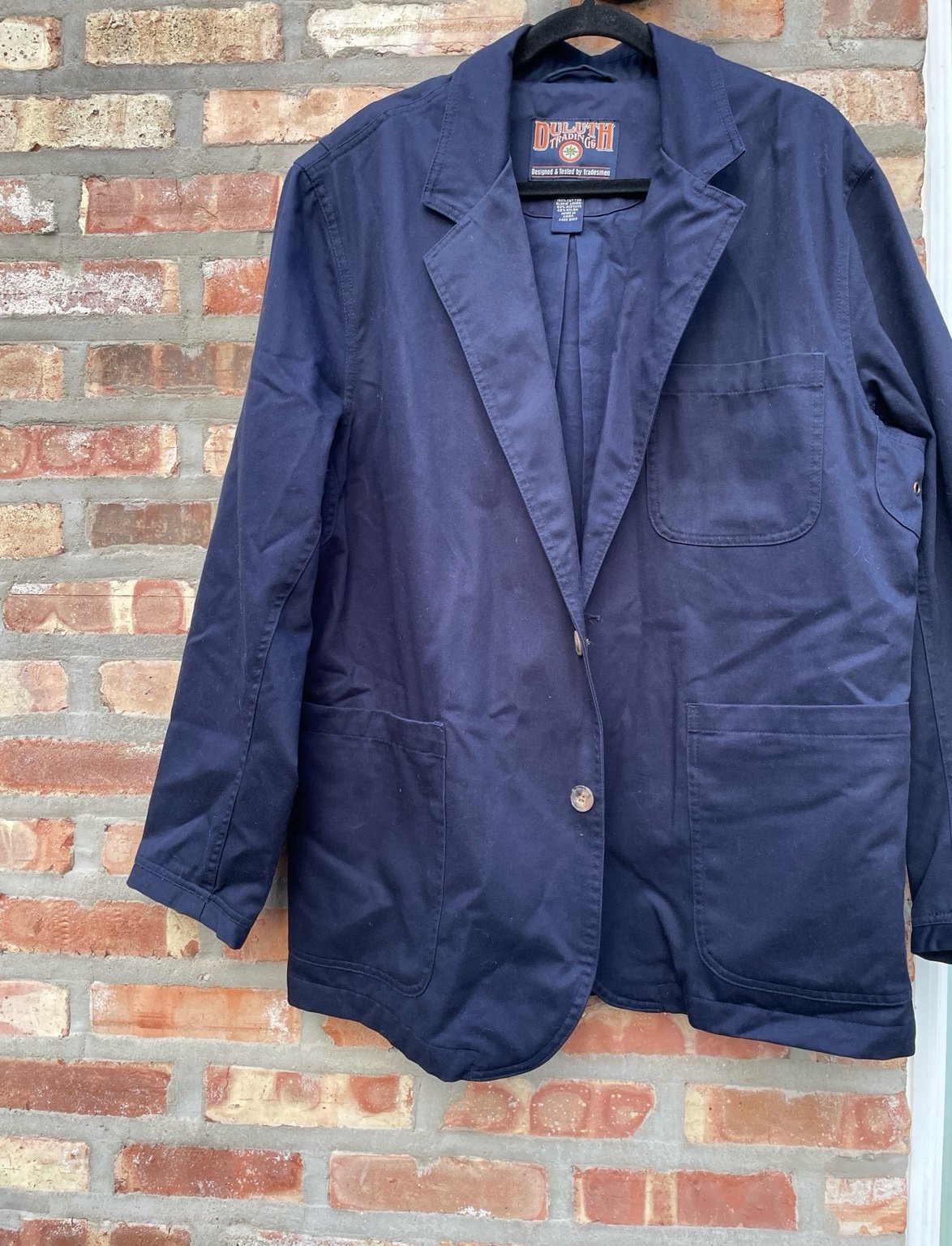 Duluth Mens Size L blue Blazer Jacket Twill Safari Hunting Sport Coat 85373