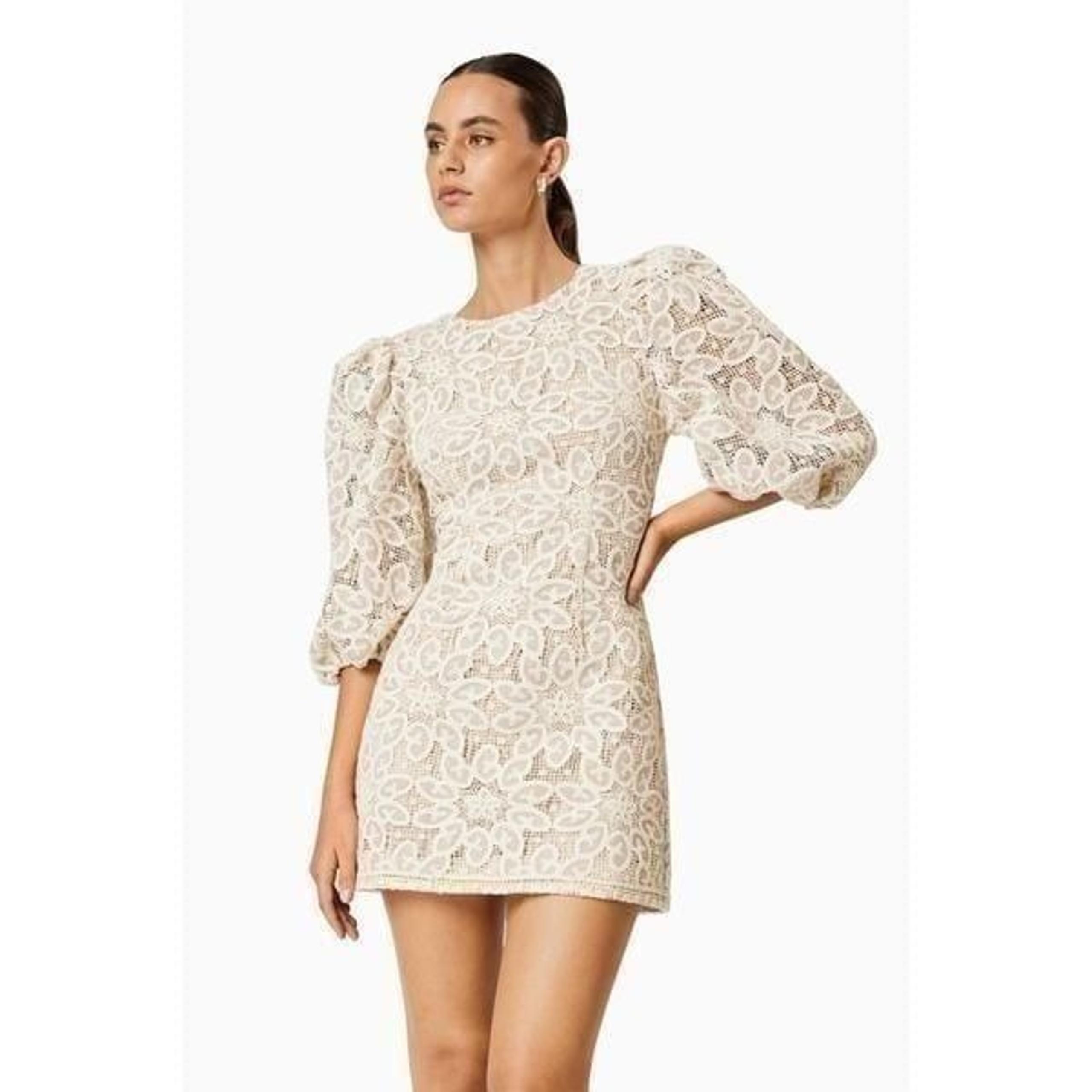 Elliott Cliffside Mini Dress in Ivory/Taupe Bridal Bachelorette Dress S NWT$365
