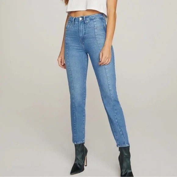 NWT Good American Good Vintage Jeans Clean Seams High Rise Staight Size 4 27