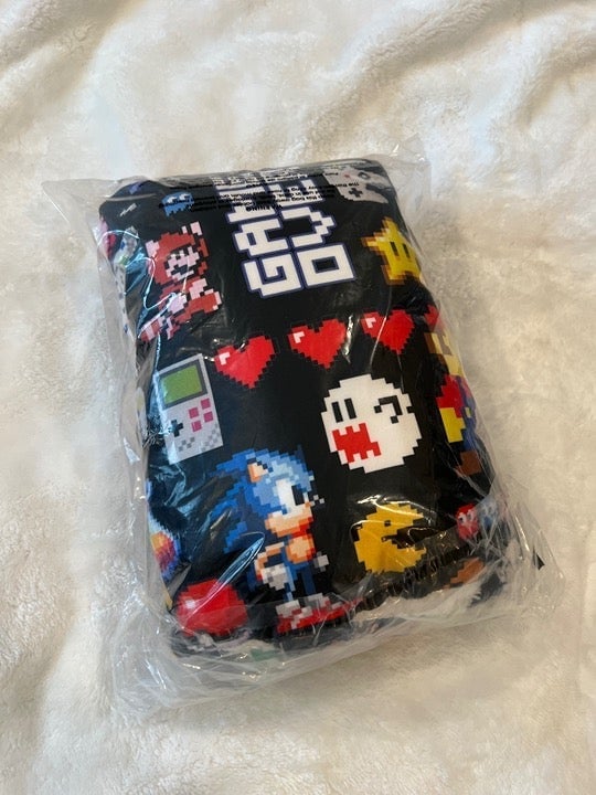 Minky Millie Nintendo Game Over Blanket with White Luxe Sherpa