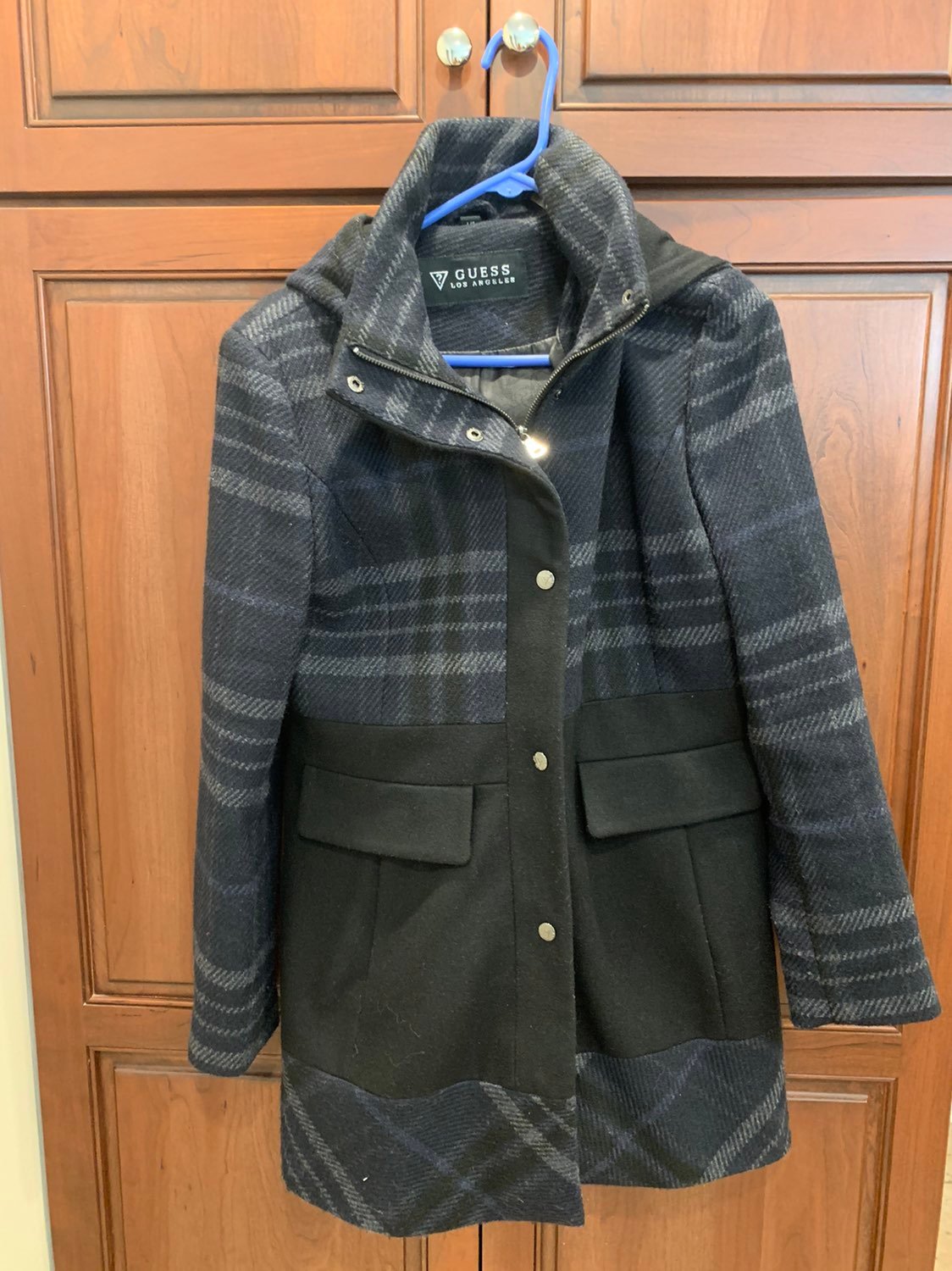 Guess Plaid Hooded Coat