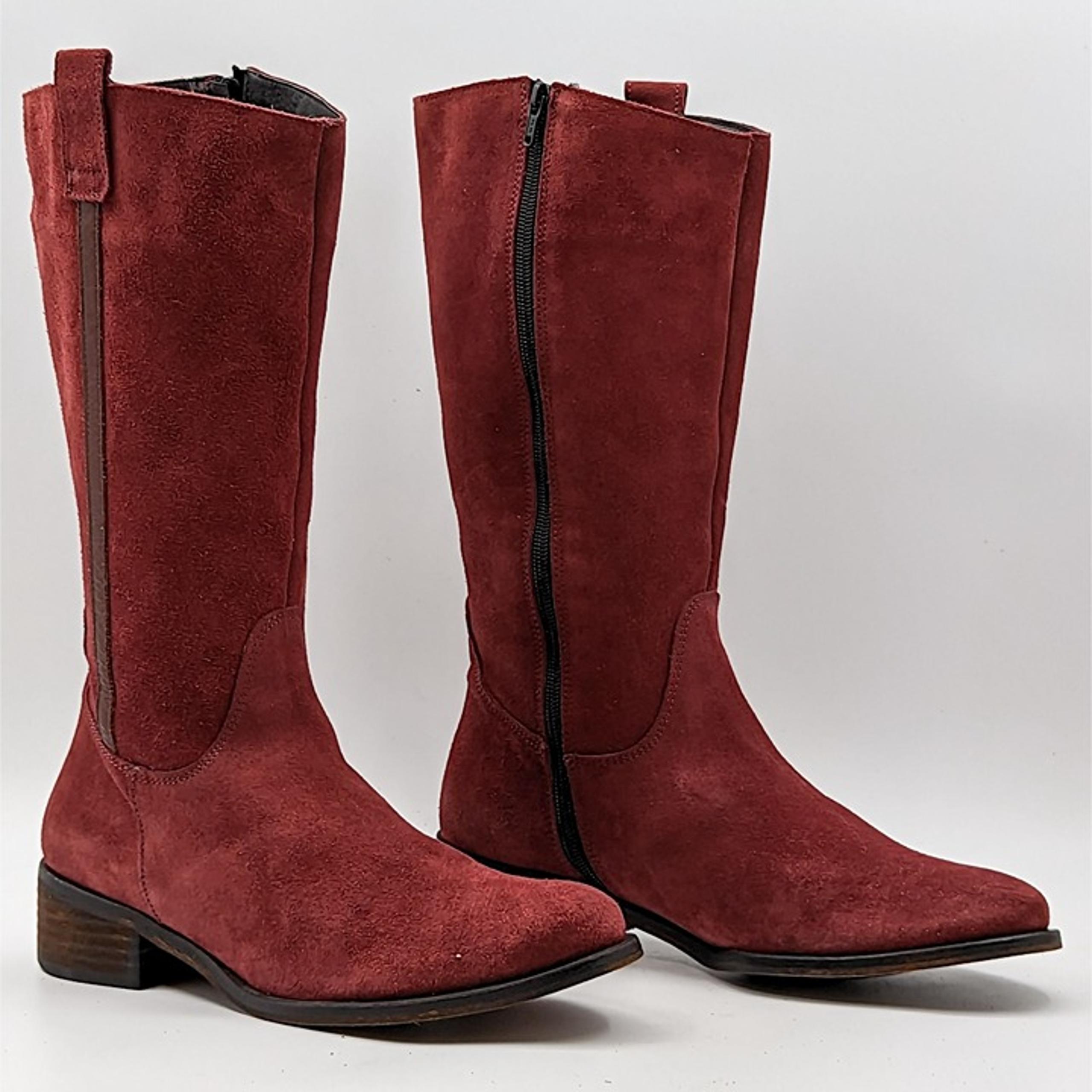 Jeffrey Campbell Ibiza Wmn Burgundy Vintage Y2K Riding Suede Boots sz 10.5 EUR41
