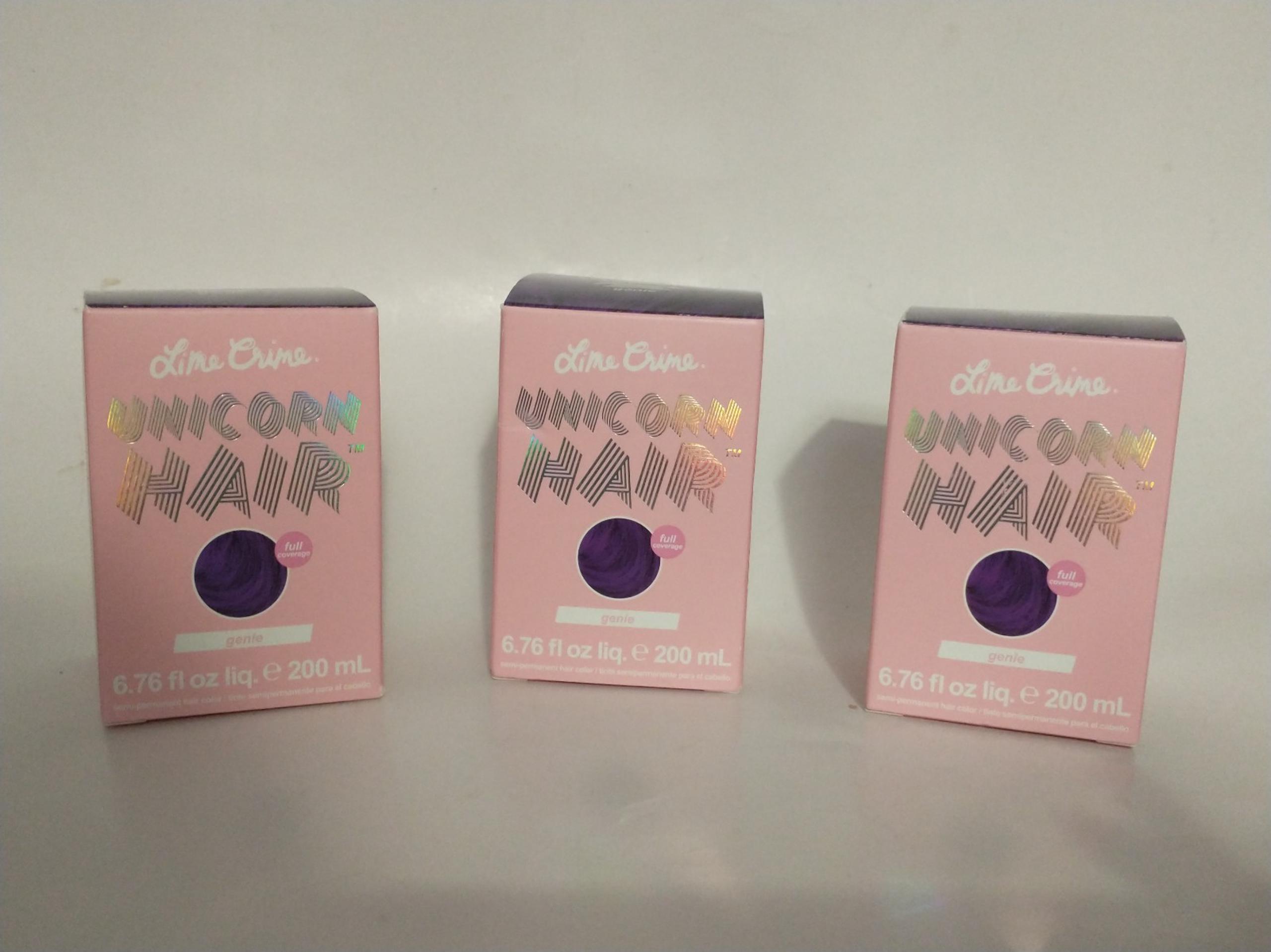 Lime Crime Unicorn Hair Dye Lot Of 3 Semi-Permanent Full Coverage Genie Purple
