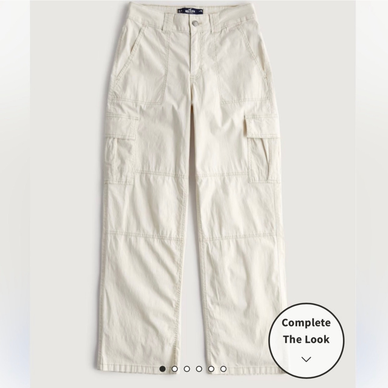 NWT Hollister High Rise Poplin Vintage Baggy Cargo Pants Cream White Size 27R