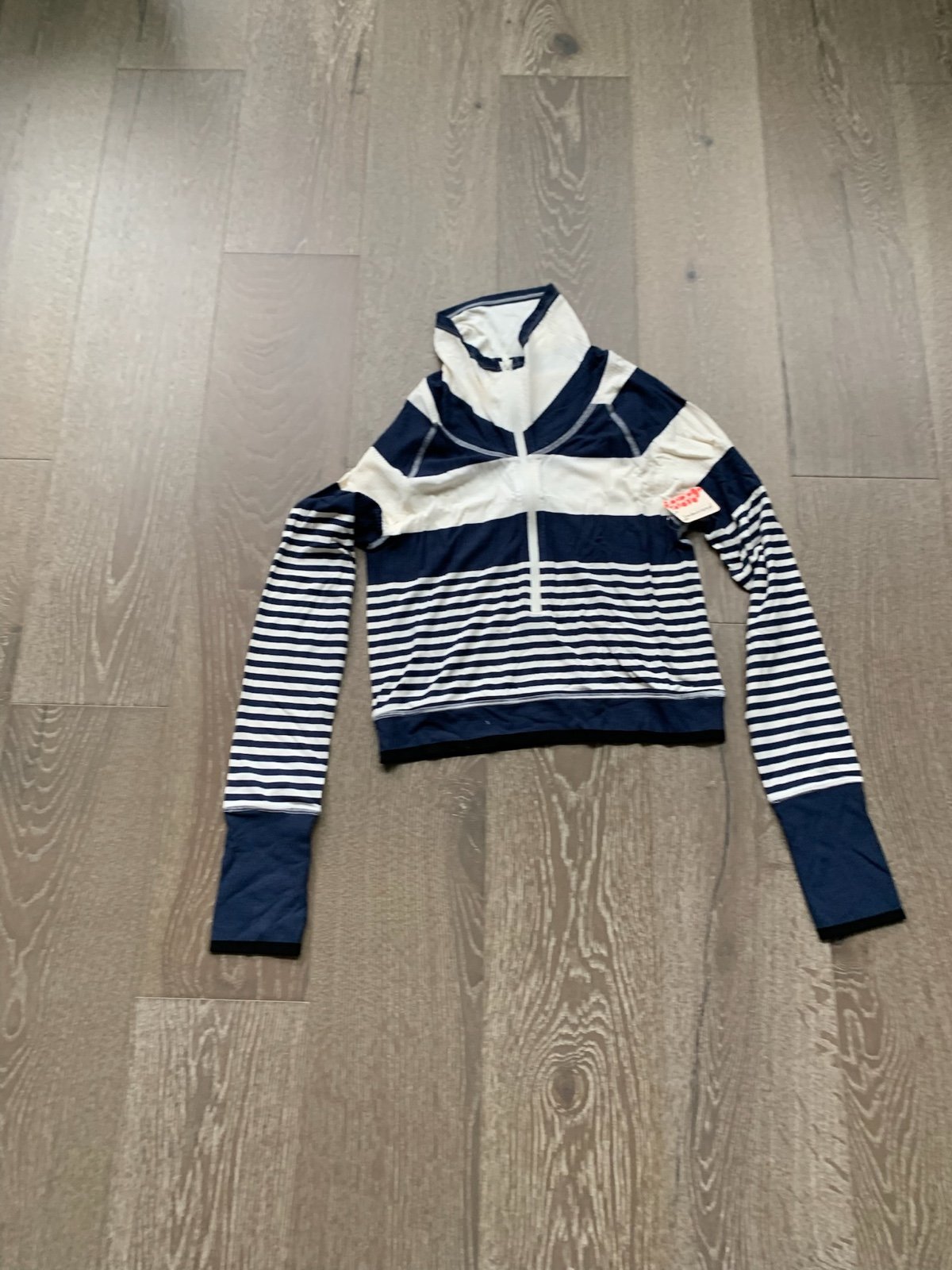 Free People Movement striped half-zip crop top