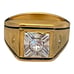 Vintage Uncas Ring Size 12 14K Gold Plate Cubic Zirconia Mid-Century Gent's 14O