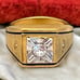 Vintage Uncas Ring Size 12 14K Gold Plate Cubic Zirconia Mid-Century Gent's 14O