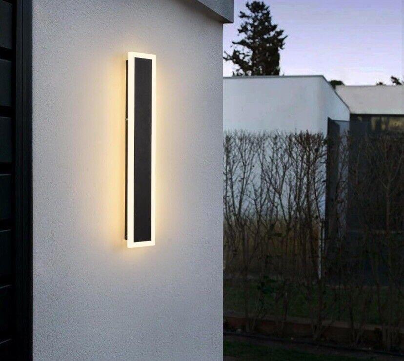 12W Outdoor Modern Lights 23.6inch LED Outdoor Sconce Black Exterior Light Fixtu