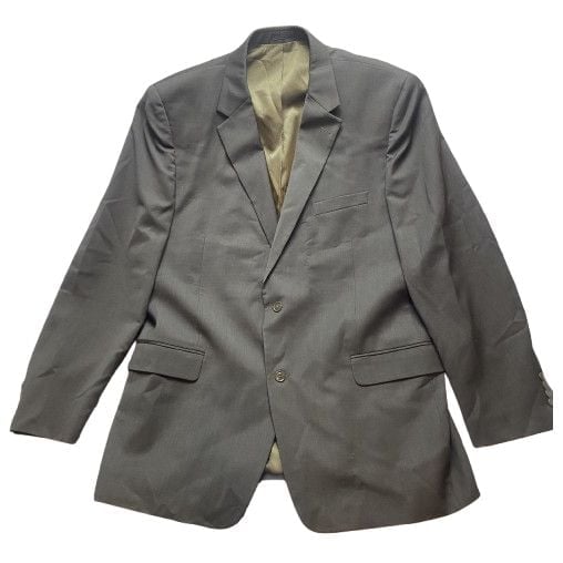 Andrew Fezza Suit Coat Mens 48L Greenish Gray Worsted Wool Sport Blazer