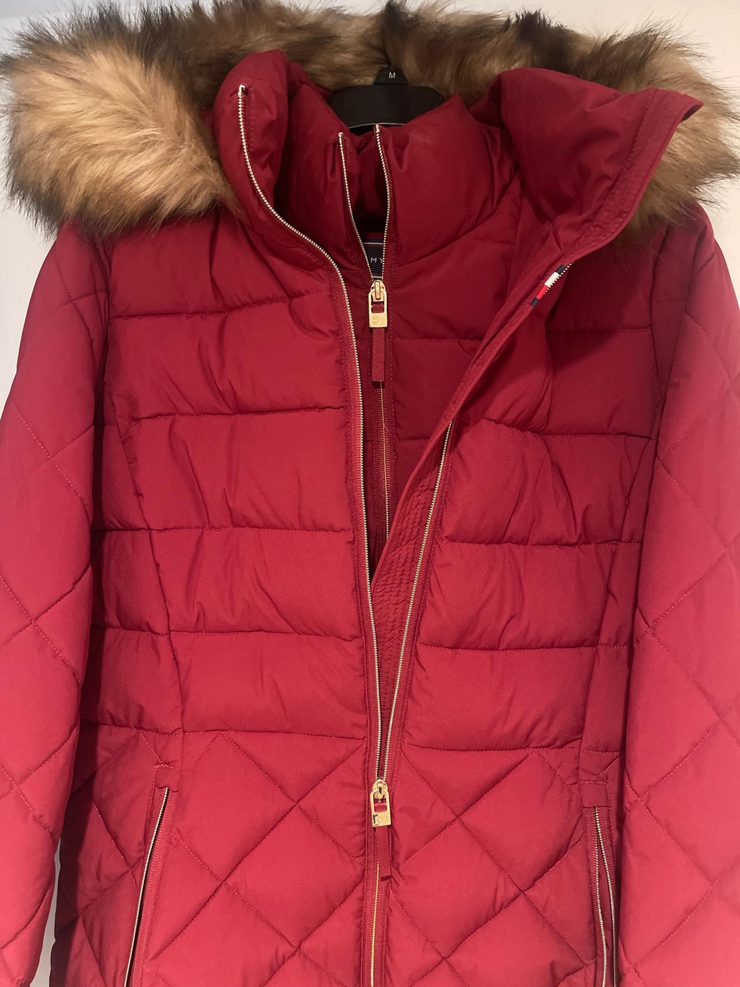 NEW Tommy Hilfiger Rouge Fur Trimmed Puffer Coat Women’s Size Medium