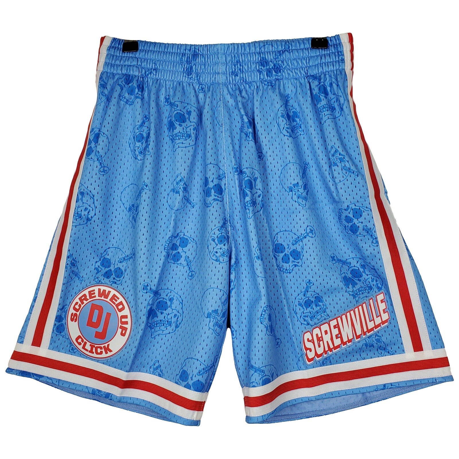 Screwville DJ Screw Mitchell & Ness Medium Jersey Shorts Cut & Sew Art Blue NWT