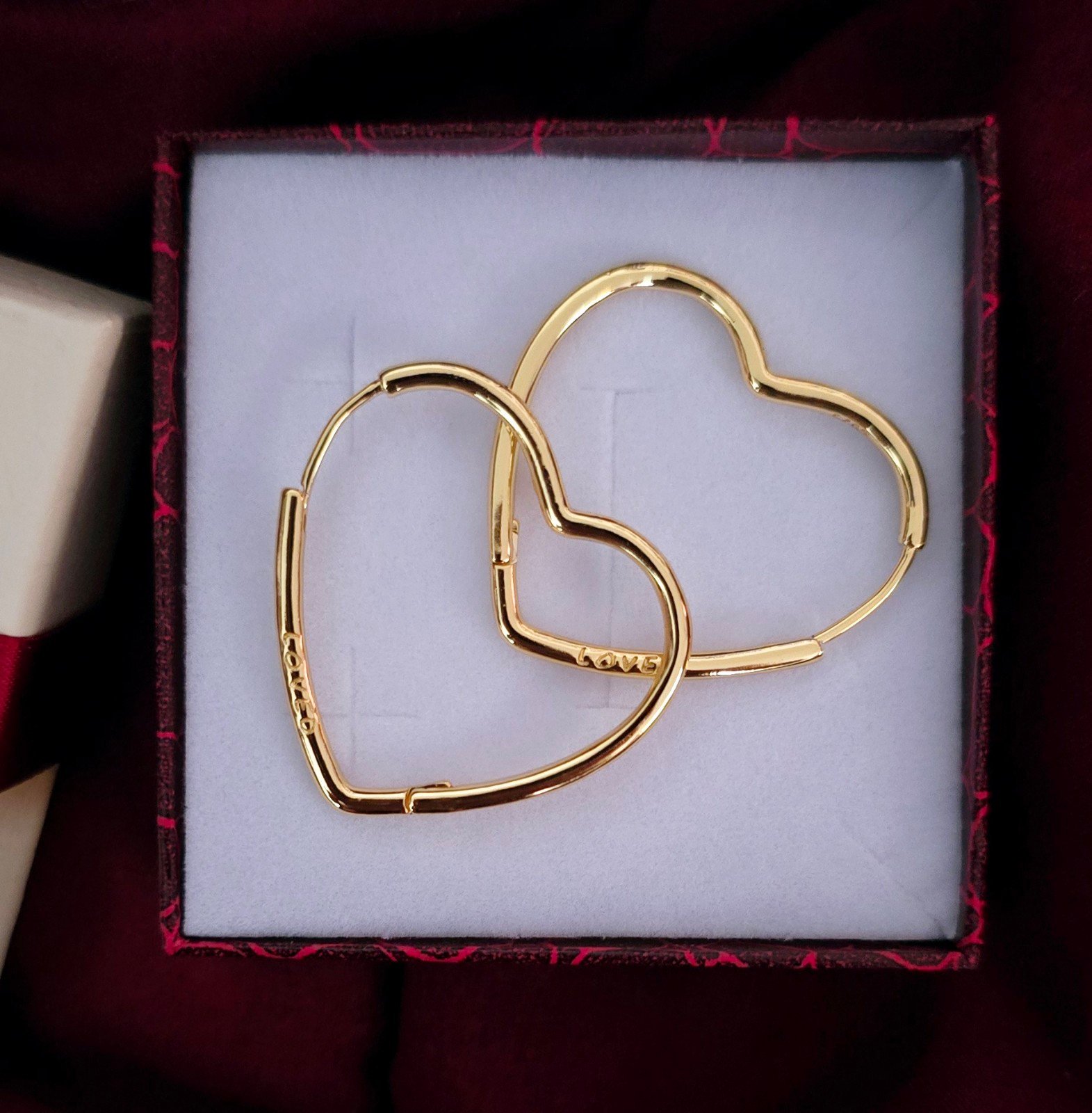 S925 Sterling Silver Gold Plated Heart Shaped Hoops