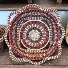 Handwoven Raffia Wrapped Pine Needle Butterfly Basket