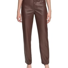 NEW! Calvin Klein Women's 12 Faux-Leather Straight Leg Pants NWT 89.50