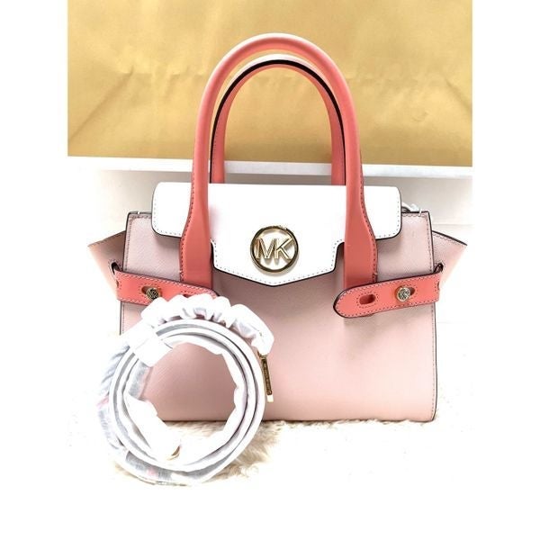NWT! Michael Kors CARMEN Flap Satchel Handbag Med Blush Msrp:558.00