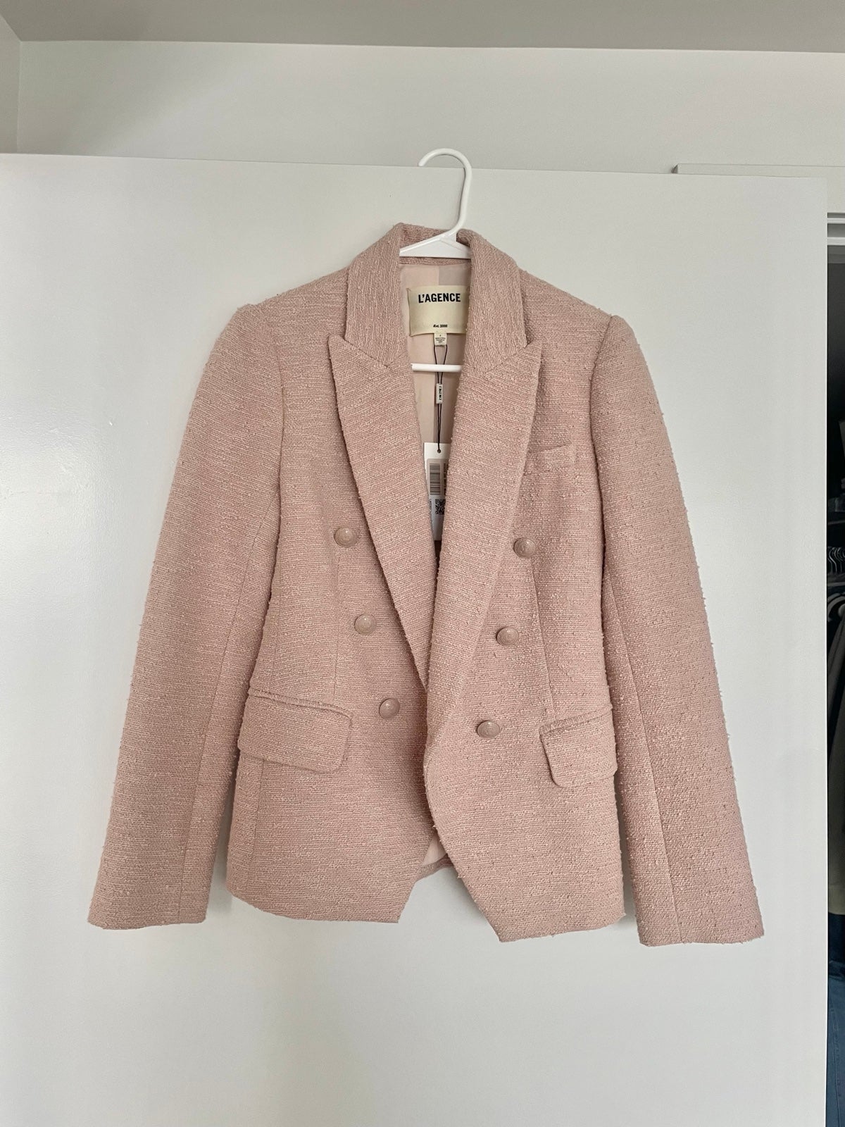 L’agence pink tweed blazer