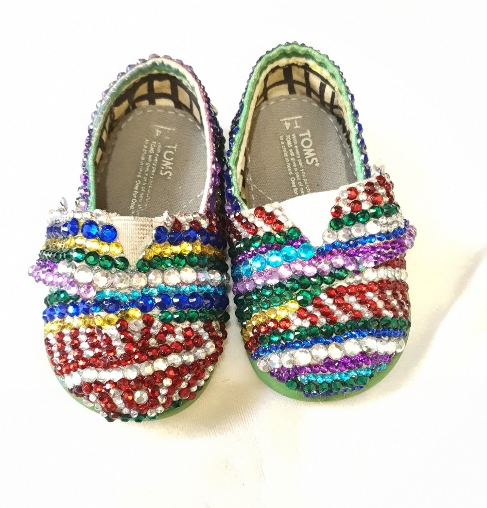 Custom Bling Multi Color Rhinestone TOMS Shoe
