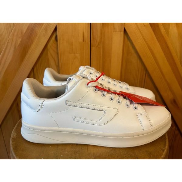 DIESEL S-Athene Low Men Sneakers EU42 US 9 White Leather Lace Up Trainers NWT
