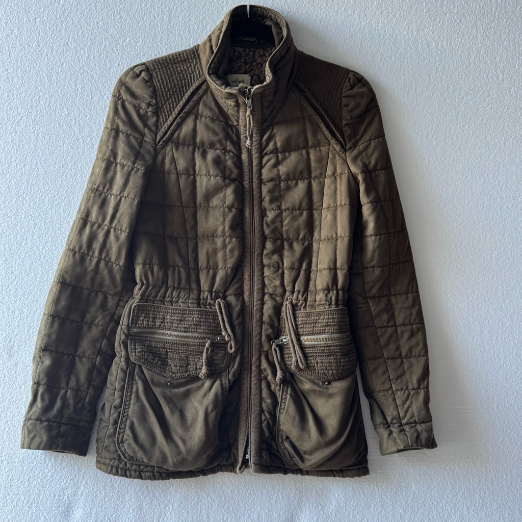 Aritzia Wilfred Army Green Marquis Quilted Jacket size 0