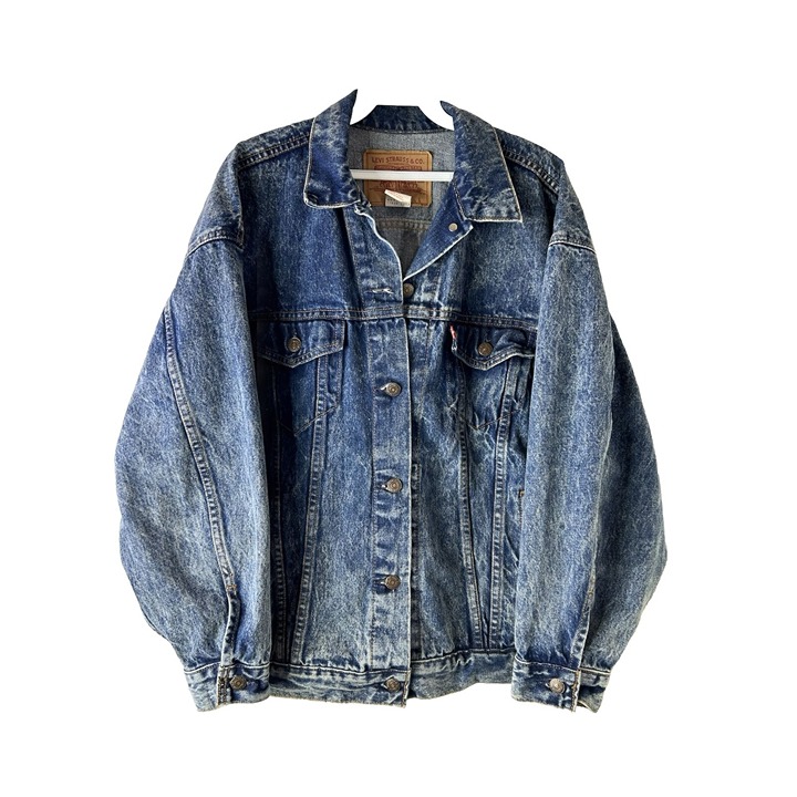 VTG 90s Levis Mens Medium 77930XX Acid Washed Denim Jean Trucker Jacket USA