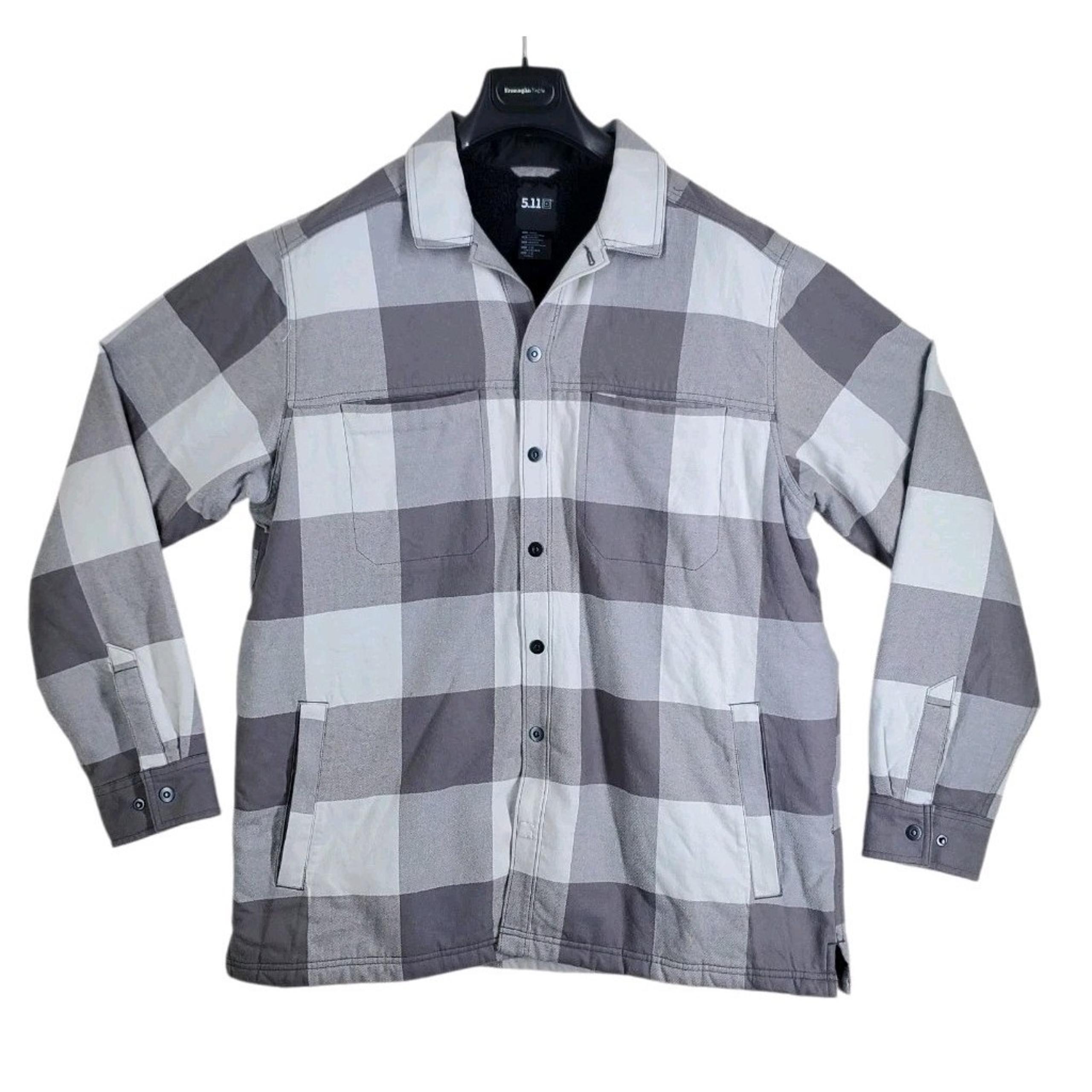 Seth Shirt Jacket Mens L Gray Buffalo Plaid Snap Faux Fur Lined - 5.11 Tactical