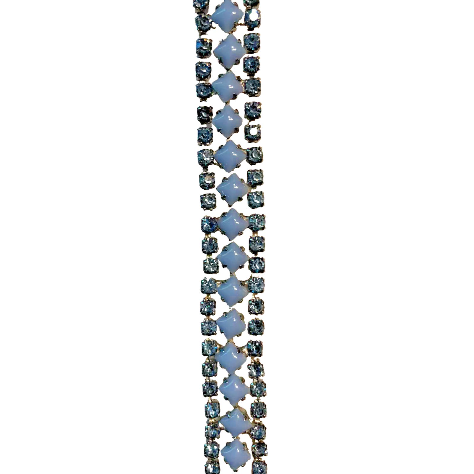 Mid-Century Vintage blue 6.75 bracelet Rhinestone and cabochon blue jewelry