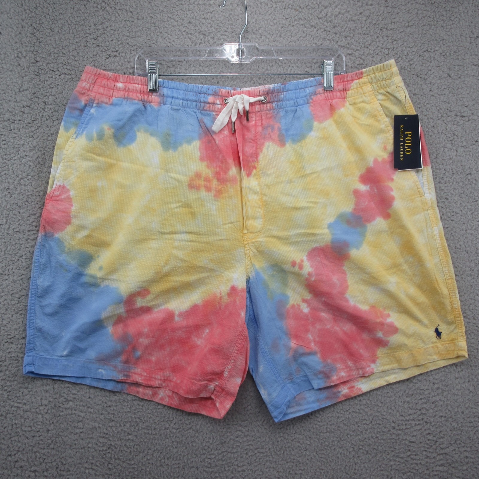 Polo Ralph Lauren Mainstreet 2 Seersucker Shorts Mens 2XB Tie Dye Drawstring