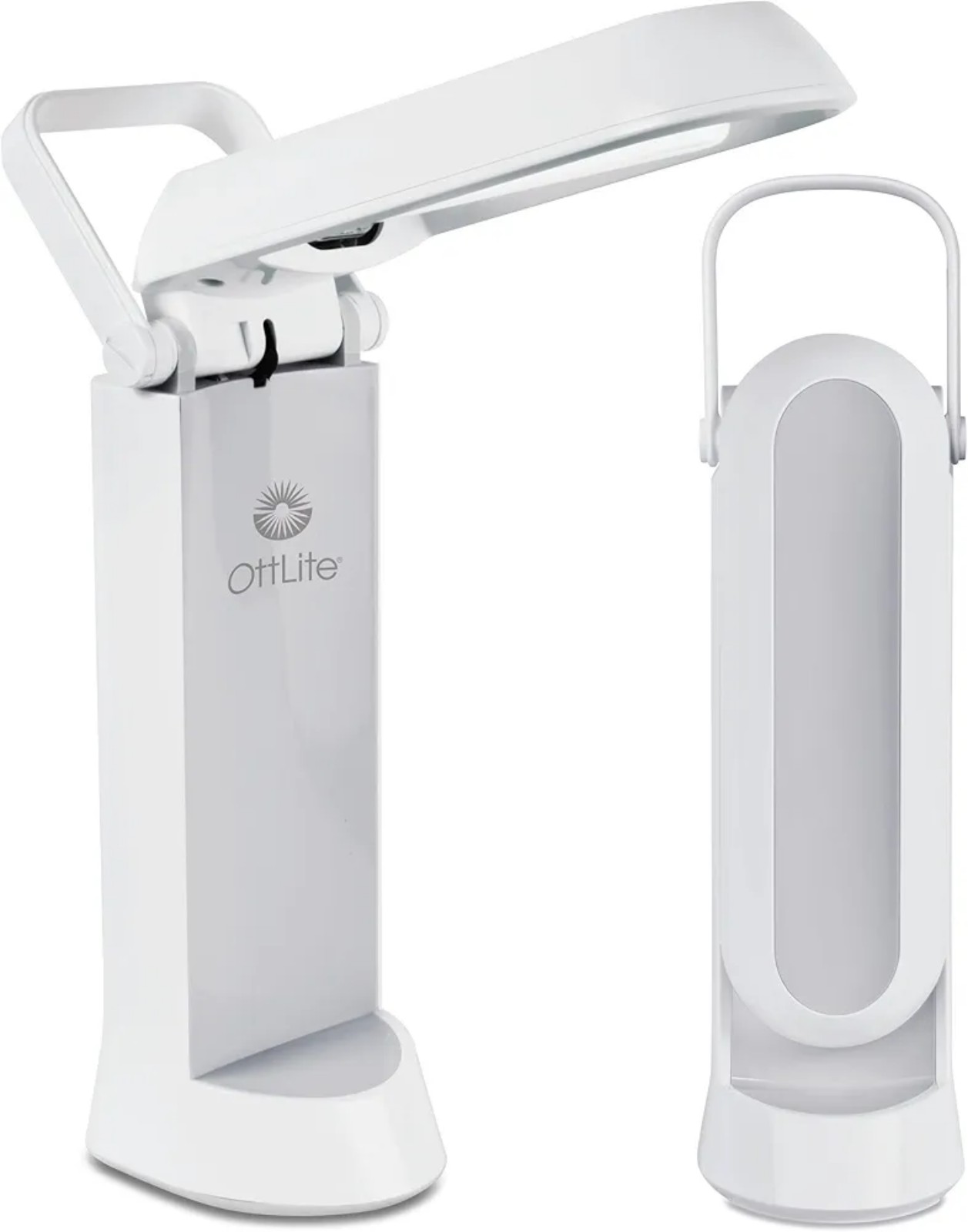 OttLite Folding Task Lamp, White – Multi-Position Shade, Fold-Up Design, Portabl