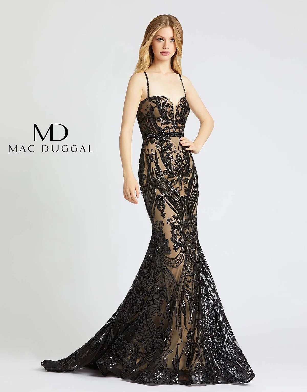 Mac Duggal Black/Nude Trumpet Gown