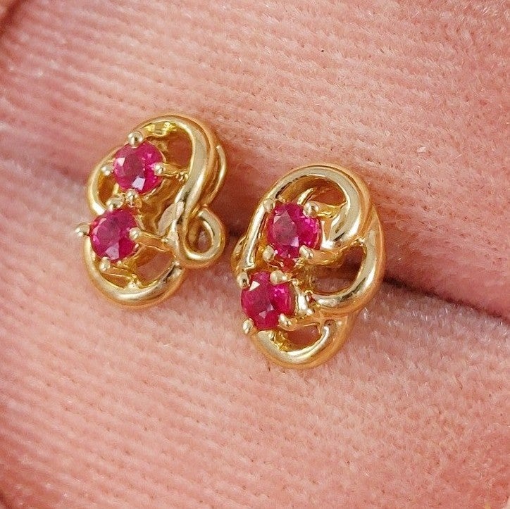 14K Ruby Post Earrings