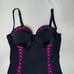 Torrid Black & Pink Lattice Peekaboo Push Up Demi Swimsuit One Piece Size 2
