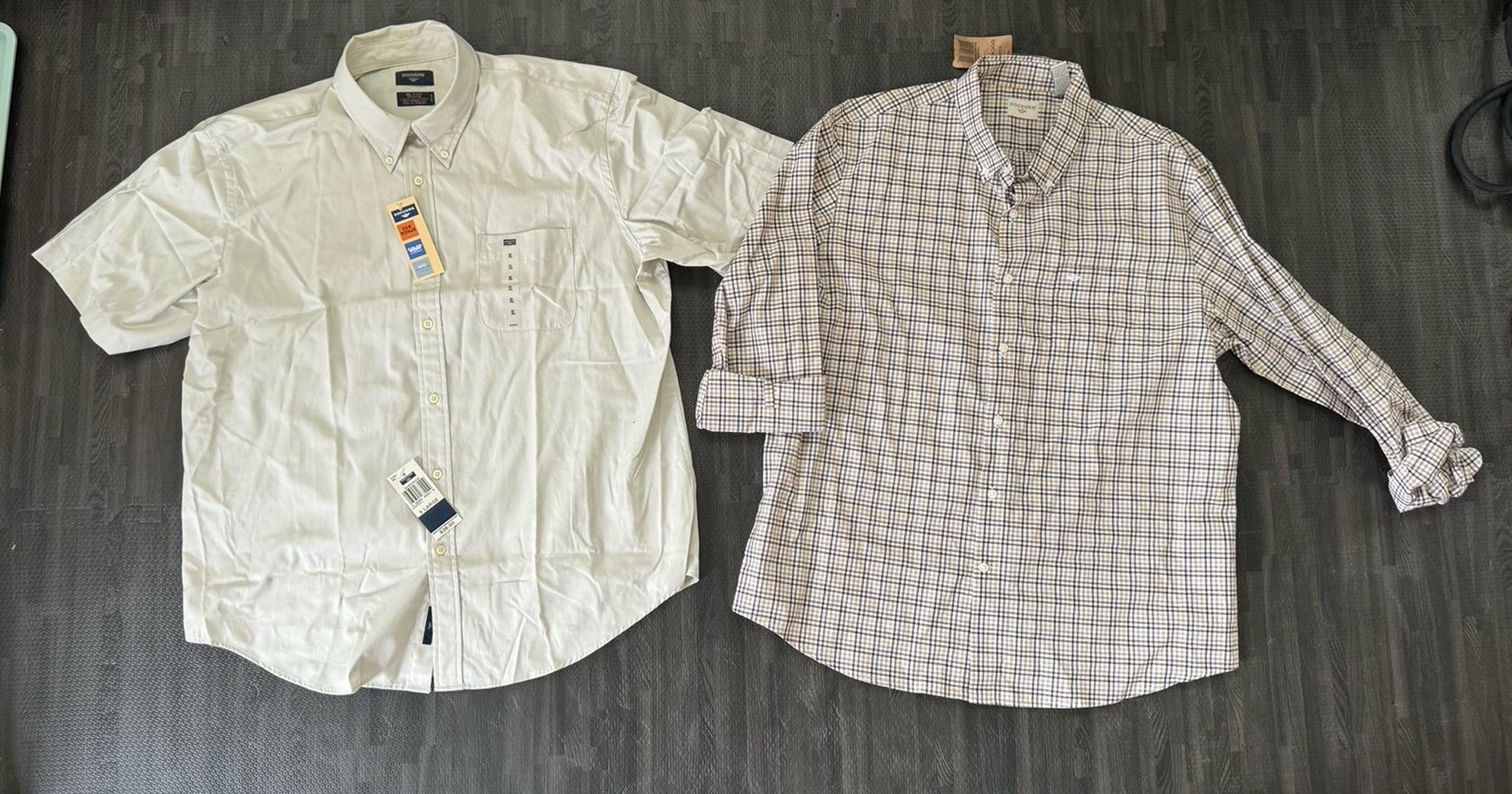 Dockers Shirt Mens XL Button Down Plaid Long Sleeve Lot of 2