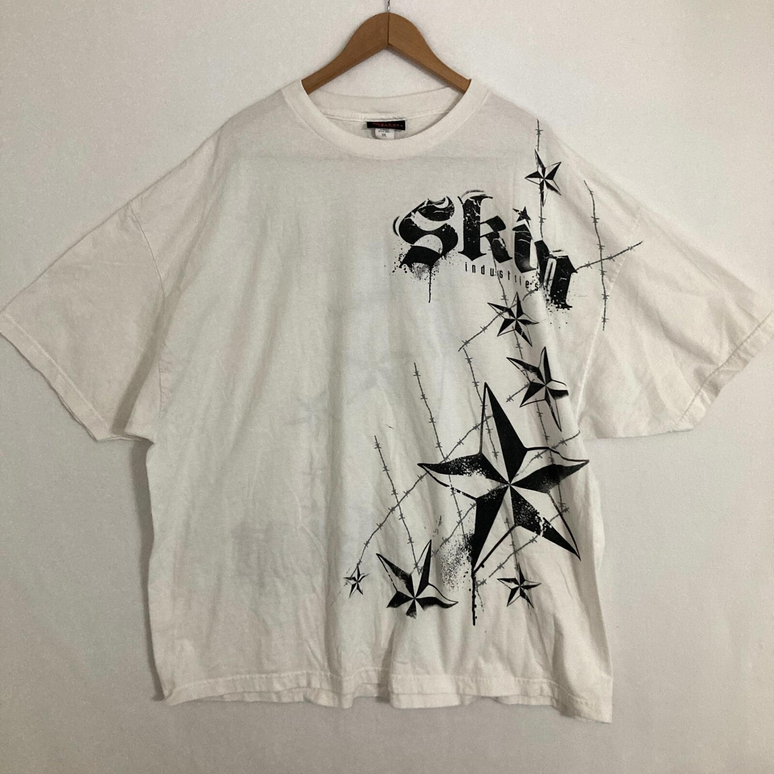 Vtg Skin Industries Shirt Mens 3XL Stars Skater Grunge Cyber Goth Street Y2K Tee