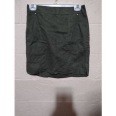 WHBM White House Black Market Size 2 Green Linen Blend Zipper Skirt