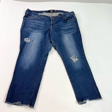 Torrid Straight Leg Jeans Women's 22 Blue High Rise Distressed Fray Ankle Denim