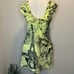Y2K NWT Deadstock Green Black Babydoll Top Paris Roses Cinched Chest SZ S