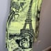 Y2K NWT Deadstock Green Black Babydoll Top Paris Roses Cinched Chest SZ S
